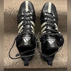 Adidas Scorch Football Cleats Black White Stripes Men’s Size 11.5 NWT